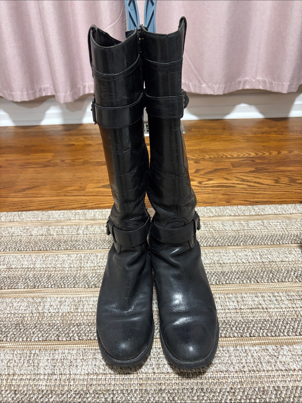 Guess Black Tall Buckle Riding Boots